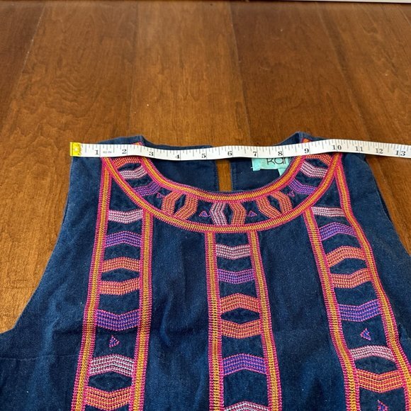 Karlie Denim Lined Dress Aztec Pattern Blue, Women Small - Picture 3 of 8